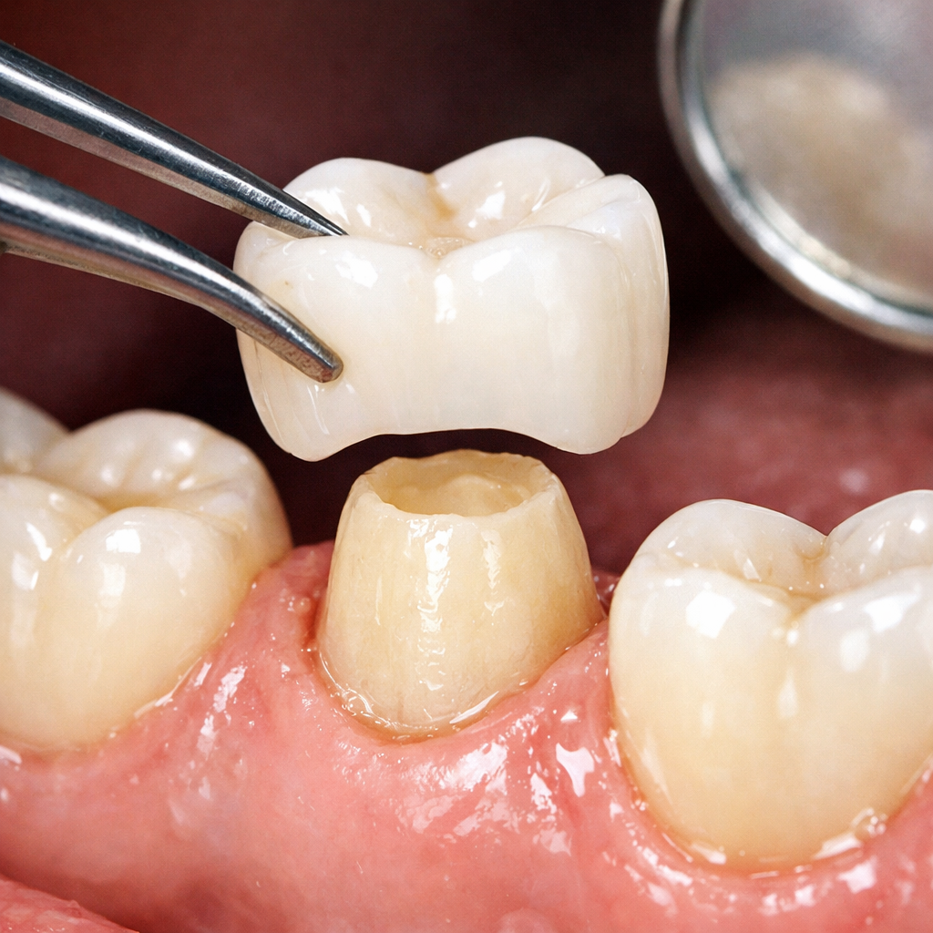 crown installation installing a crown on a tooth